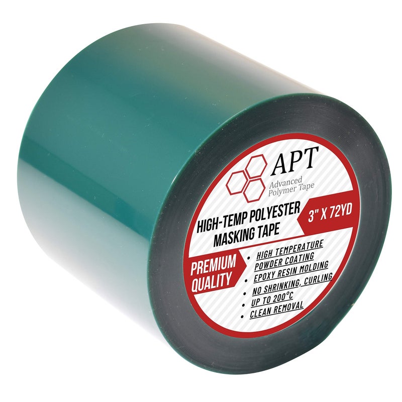 APT Advanced Polymer Tape APT, شريط بوليستر 2 مل مع لاصق سيليكون, شريط PET, شريط درجات حرارة عالية, سمك 3.5 مل, طلاء بودرة, طلاء إلكتروني (1, 3" x 72Yds) - Image 1